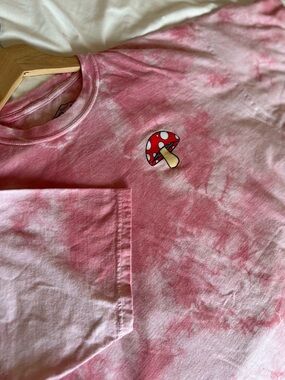 Pink Tie-Dye Mushroom Graphic Tee 100% cotton